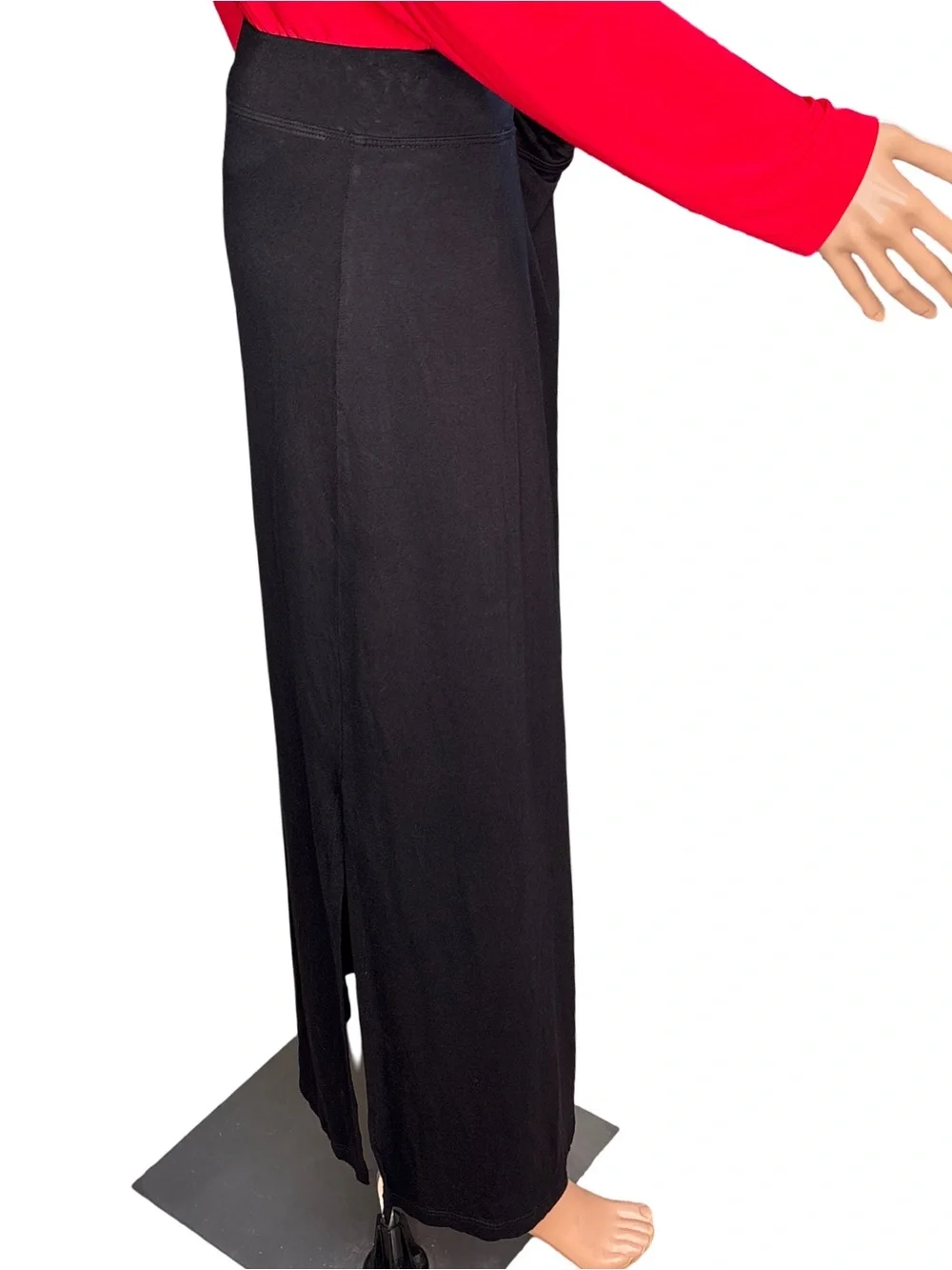 Sundry Black Midi Skirt with Side Slit Size 4 tag with 34” measurement waist